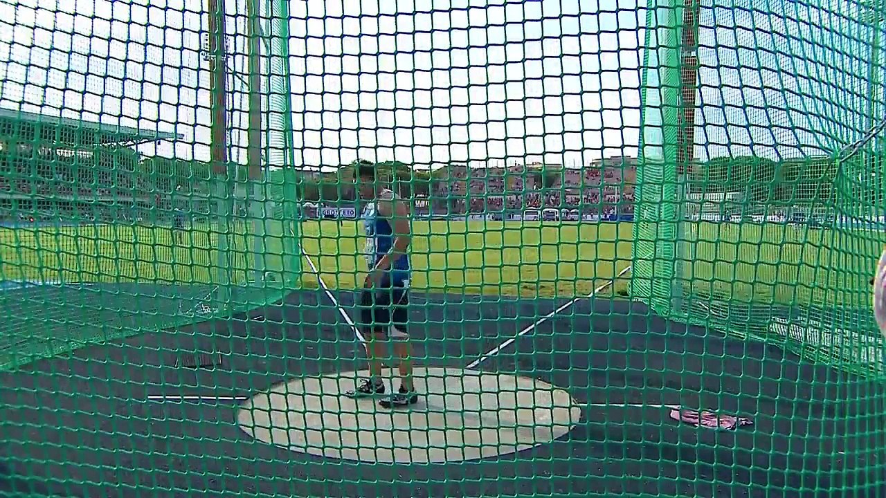 Georgios Koniarakis throws 55.87m in the discus finals in of the European Junior Chapmionships