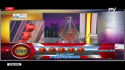 PCSO 9 PM Lotto Draw, August 1, 2018