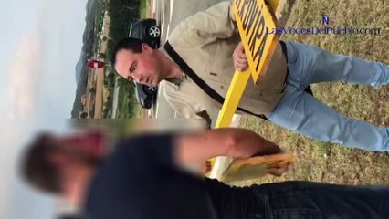 3 españoles plantan cara a 25 fascistas CDR en Berga y tumban a cruces del cementerio imaginario