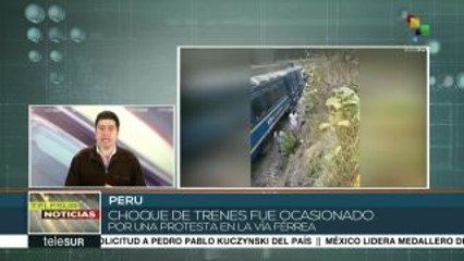 Скачать видео: Choque de dos trenes en Machu Picchu deja varios heridos