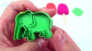 Ice Cream on a stick from Plasticine Play Doh. Modelling Clay in Molds Elmo Animals Elepha