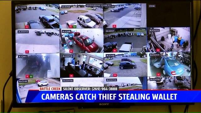 Man Caught on Security Camera Stealing Business Owner`s Wallet