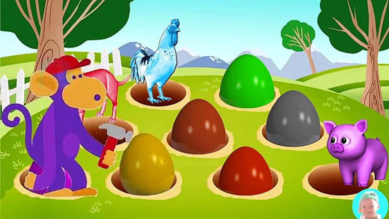 Learn farm animals Surprise Eggs 3D Wooden Hammer Nursery Rhymes and Kids Song Collection