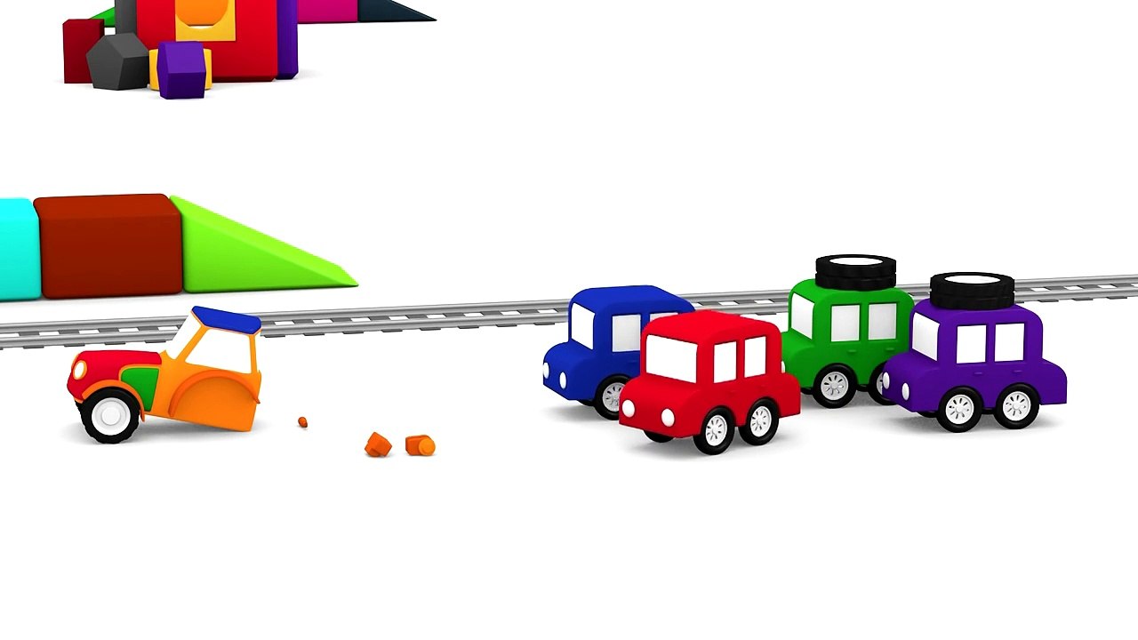 Apprendre couleurs avec les 4 voitures colorées: construction du treur