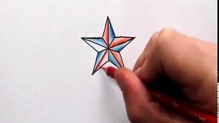How To Draw a Nautical Star Shading in Color and Tribal Design
