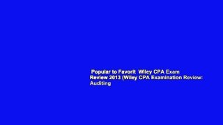 Popular to Favorit  Wiley CPA Exam Review 2013 (Wiley CPA Examination Review: Auditing