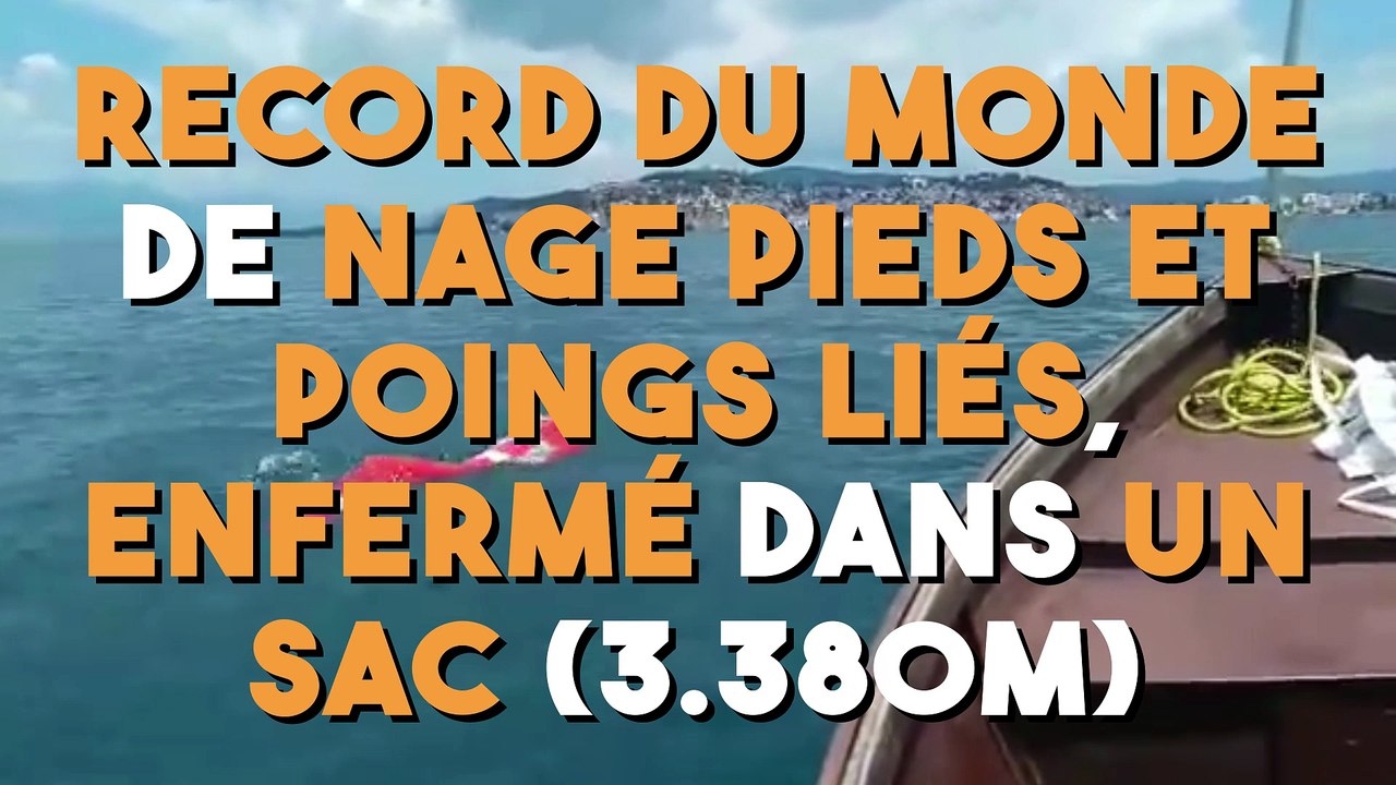 Nouveau record du monde de nage pieds et poings liés dans un sac (3.380M)