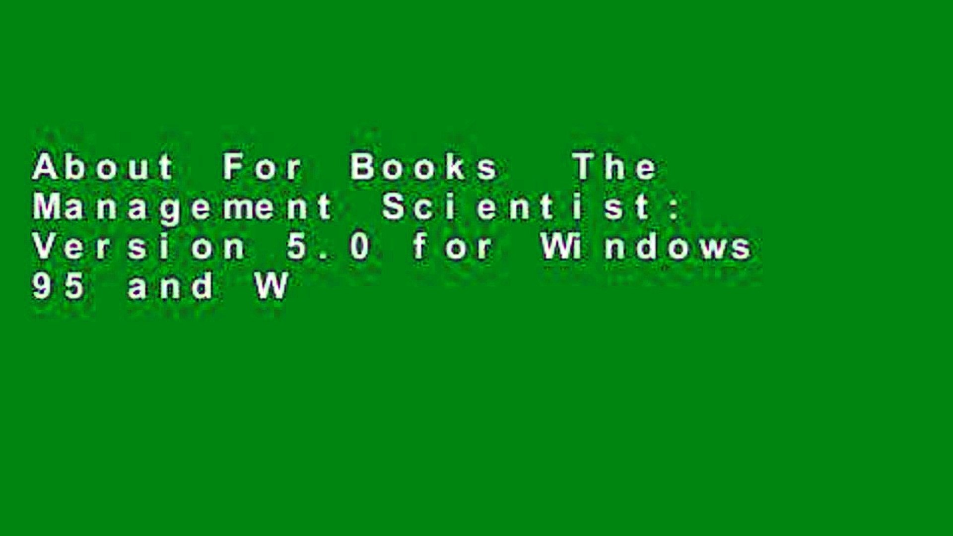 About For Books The Management Scientist Version 5 0 For Windows 95 And Windows 98 Any Format Video Dailymotion
