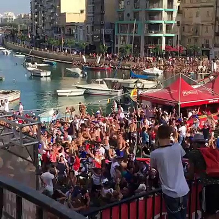 French fans in Malta go wild!Fans in St Julian's celebrate as France are crowned World Cup champions  instagram.com/jeongwoo_9275   Spinola Bay St Julians