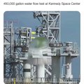 NASA uses hundreds of thousands of gallons of water during launches to suppress vibration during liftoff. This provides a curtain of water around the engines to dampen the loudness of the test and protect the core stage from noise damage.