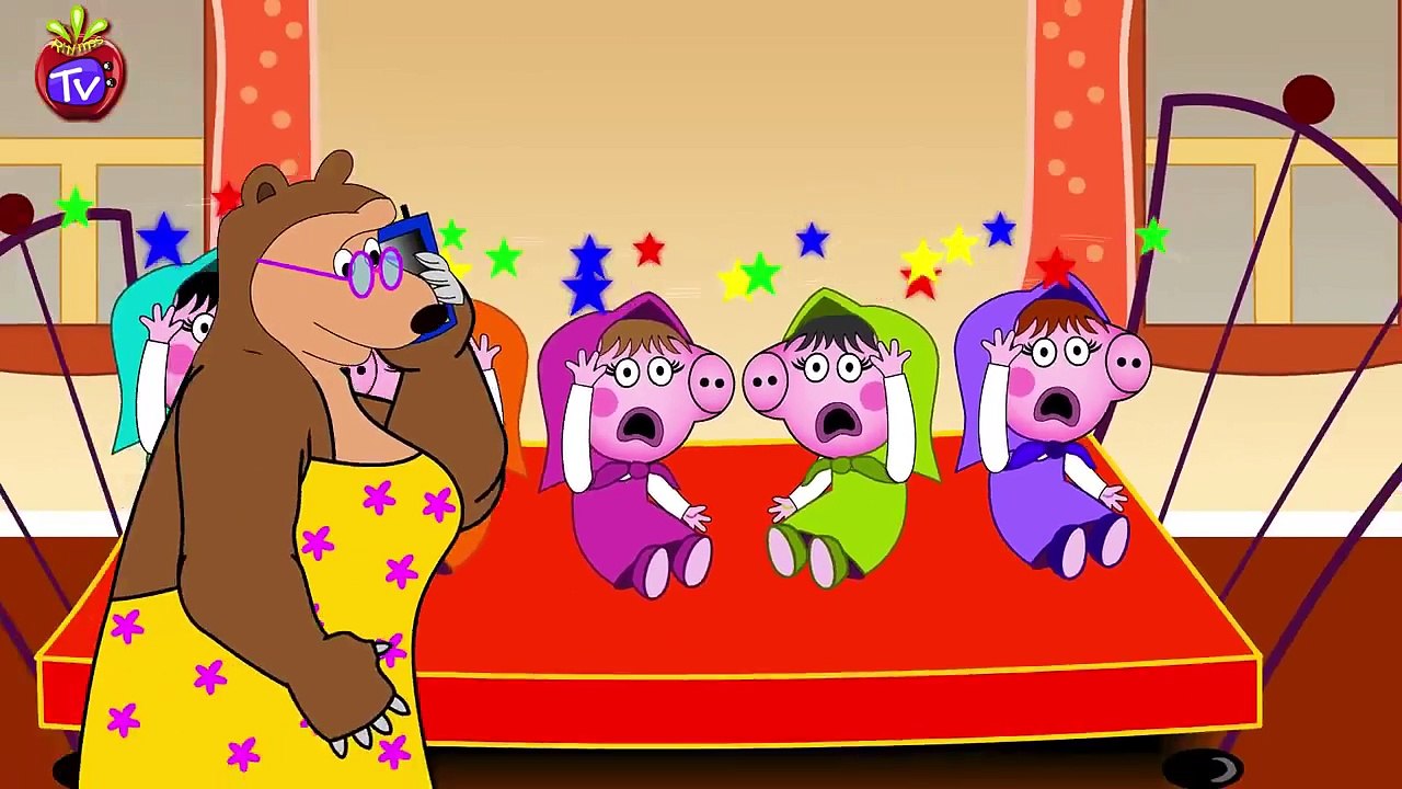 Five little piggies(Masha) Jumping on the Bed | 5 Little Masha Jumping on the Bed