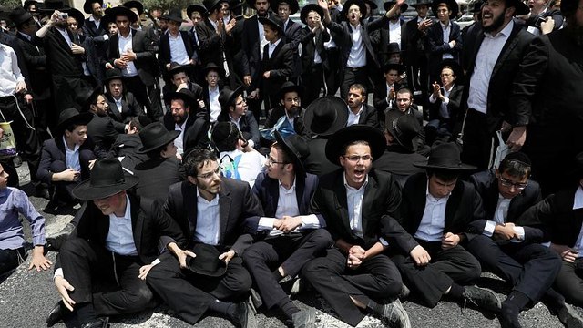 Manifestación de judíos ultraortodoxos en Jerusalén