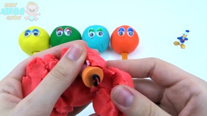 Play Doh Lollipop Colours Rainbow Smiley Surprise with Toys Spiderman Donald Duck