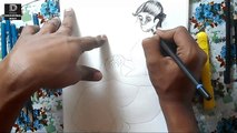 How to draw A Indian Women step by step with charcoal pencils ( 171 )