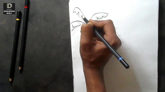 How to draw a hen in the village step by step with charcoal drawing ( 172 )
