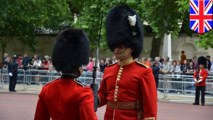 Queen's guard pushes annoying Chinese tourist out of the way