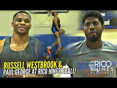 Russell Westbrook & Paul George TEAM UP at Rico Hines Run at UCLA!! Russ CRAZY Dunks!