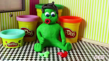Green Baby Superheroes in LEARNING NUMBERS FROM 1 TO 9 Play Doh Stop Motion Video For Kids
