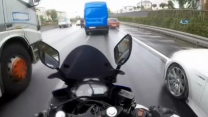 TEM Otoyolu’nda “makas” terörü kamerada