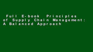 Full E-book  Principles of Supply Chain Management: A Balanced Approach (Mindtap Course List)