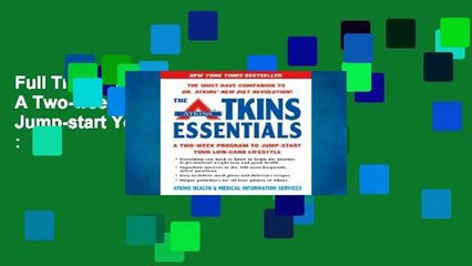Full Trial The Atkins Essentials: A Two-week Program To Jump-start Your Low-carb Lifestyle :