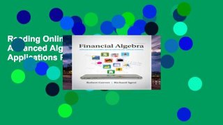 Reading Online Financial Algebra: Advanced Algebra with Financial Applications P-DF Reading