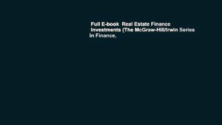 Full E-book  Real Estate Finance   Investments (The McGraw-Hill/Irwin Series in Finance,