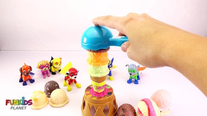 Learning Colors Video for Kids: Paw Patrol Skye & Chase Ice Cream Stacking Tower Balancing