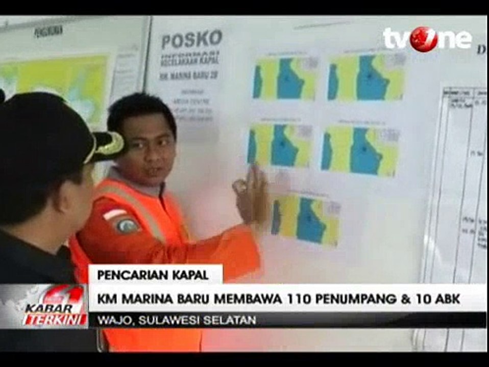 Petugas Lakukan Pencarian KM Marina di Teluk Bone