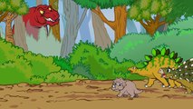 T Rex chases Triceratops Dinosaur Songs from Dinostory by Howdytoons S1E7