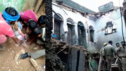 लखनऊ में भारी बारिश से गिरा तीन मंजिला मकान, कई लोग अभी भी दबे