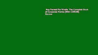 Any Format For Kindle  The Complete Book of Corporate Forms [With CDROM]  Review