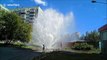 Water pipe bursts in Russia, spraying colossal fountain into sky