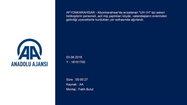 Zorunlu iniş yapan helikopterdeki askerlere yer sofrası açtılar - AFYONKARAHİSAR