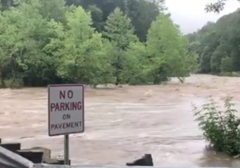 Heavy Rains Push North Carolina's Watauga River Over Its Banks