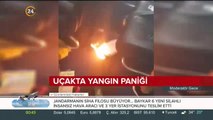 Uçakta yangın paniği yaşandı. O anlar kameralara yansıdı