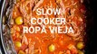 Slow Cooker Ropa Vieja (Cuban Beef) is a must try recipe! Tender beef in a tangy sauce goes great over yellow rice.Recipe: