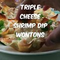 These tasty Triple Cheese Shrimp Dip Wontons combine shrimp, cream cheese, Swiss cheese, Parmesan cheese and garlic baked into a crispy wonton.  The end result
