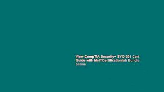 View CompTIA Security+ SYO-301 Cert Guide with MyITCertificationlab Bundle online
