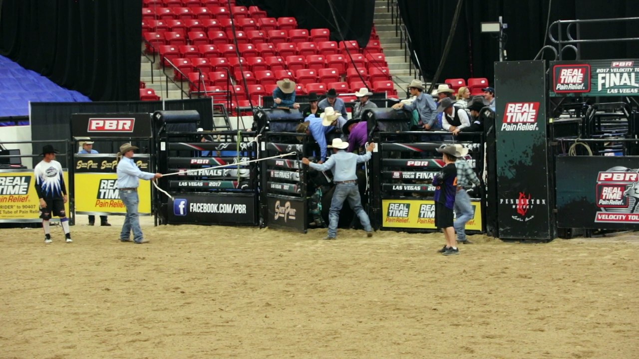 Young bull riders at the Southpoint arena in Las Vegas.