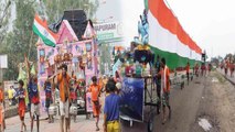 Kanwar Yatra 35 Pilgrims shows Patriotism, Carries 361 feet long tricolour