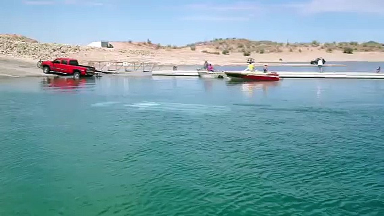 Truck rolls in to water Lake pleasant boat launch