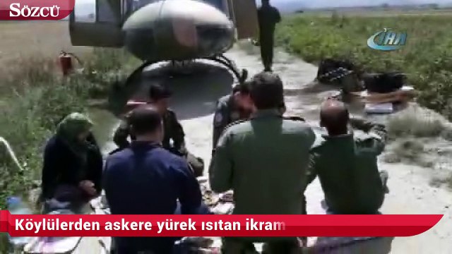 Köylülerden askere yürek ısıtan ikram