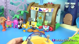 SpongeBob Krabby Patty Surprise Toys w. PLAY DOH Eggs! Plankton Pickles by HobbyKidsTV