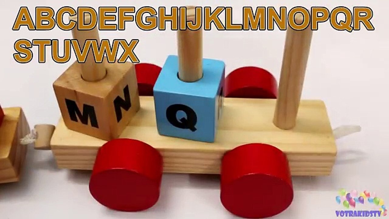 Learning Alphabet Numbers with Wooden Train Toys for Children Toddlers