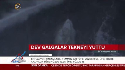 Dev dalgalar tekneyi yuttu