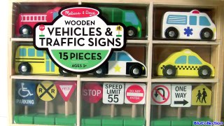 Lets Learn Road Traffic Signs and Emergency Cars with Toys Club Wooden Car Toys for Kids