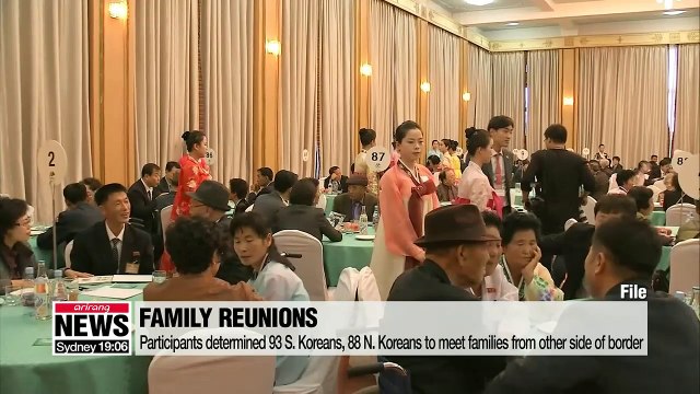 Family reunions participants determined 93 S. Koreans, 88 N. Koreans to meet families