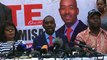 Movement for Democratic Alliance’s Nelson Chamisa speaking to journalists in Harare on Friday. He dismissed Zimbabwe’s presidential election outcome as fraudule