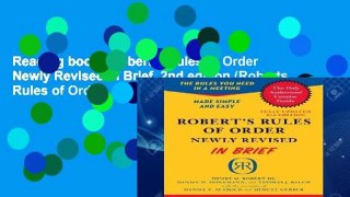 Reading books Robert s Rules of Order Newly Revised In Brief, 2nd edition (Roberts Rules of Order